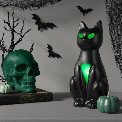 13" Lit Plastic Cat Figurine - Hyde and EEK! Boutique Glossy Black