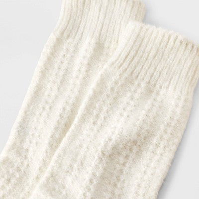 Women's Ribbed Super Soft Crew Boot Socks - Auden Ivory 4-10