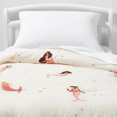 Toddler Mermaid Kids' Comforter - Pillowfort: Multicolor Cotton, Polyester Fill, OEKO-TEX Certified, 58"x42"