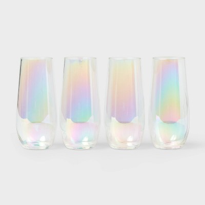 4pk 11 fl oz Stemless Champagne Iridiscent - Sun Squad