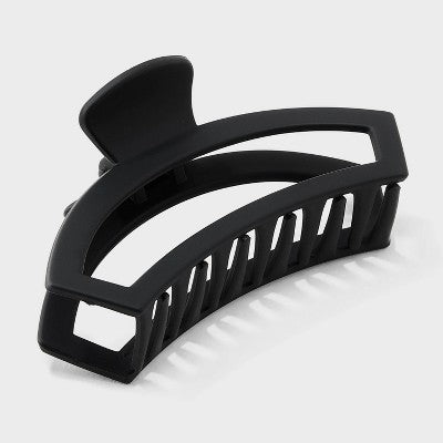 Open Crescent Claw Hair Clip - Universal Thread Black: Solid Plastic Hair Accessory for All Hair Types, 18+