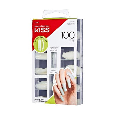 KISS Products Full-Cover Press-On Fake Nails Kit - Long Curve Overlap - 100ct/0.11oz