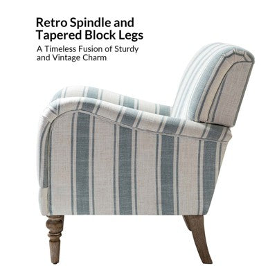 Fabio Modern Amchair Stripe with Wooden Leg | Karat Home-BLUE (LOCAL PICKUP ONLY)