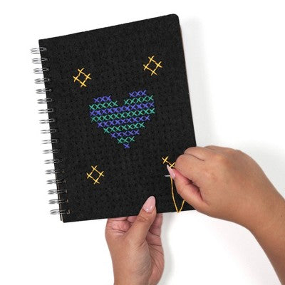 Yoobi Evolve Journal 7"x9" Cross Stitch Charcoal Felt