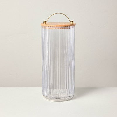 80oz Fluted Glass Storage Canister with Wood Lid - Hearth & Hand with Magnolia