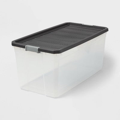 200qt Heavy Duty Latching Clear Storage Box - Brightroom: Portable Black Utility Bin with Lid, 200qt Capacity (LOCAL PICKUP ONLY)