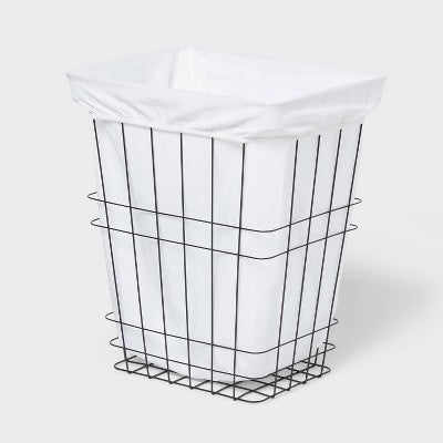 Rectangle Wire Laundry Hamper with Liner - Brightroom: Black Metal Clothes Sorter, 7000 Volume, No Assembly Needed (LOCAL PICKUP ONLY)