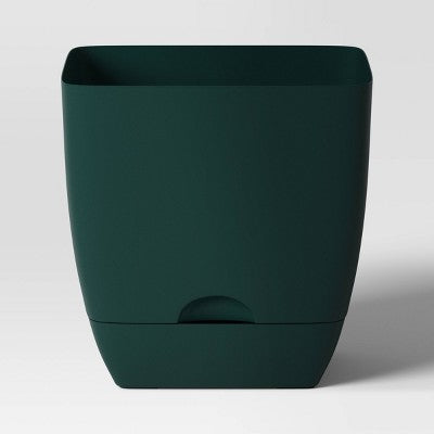Square Self-Watering Plastic Indoor Outdoor Planter Pot Green 10"x10" - Room Essentials