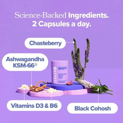 O Positiv MENO Menopause Vitamin Capsules for Women with Black Cohosh & Ashwagandha - 60ct