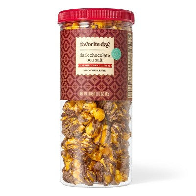 Christmas Dark Chocolate Sea Salt Caramel Corn Clusters Popcorn - 18oz - Favorite Day