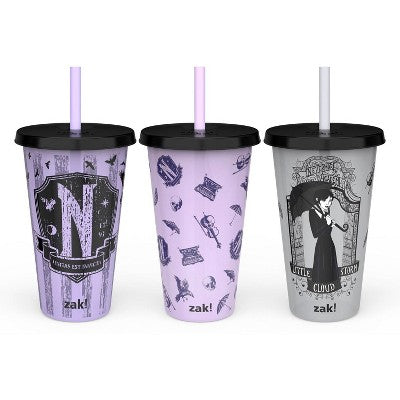 Zak Designs 3pc 25 fl oz Wednesday Polypropylene Tumbler Set Black