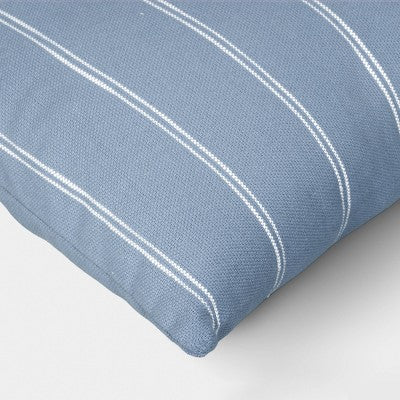 2pk Square Cotton Woven Stripe Throw Pillows Blue/Ivory - Threshold