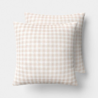 2pk True Gingham Window Pane Toss Throw Pillow Khaki - Room Essentials (LOCAL PICKUP ONLY)