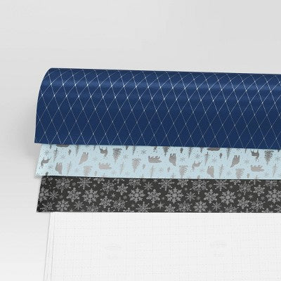 30" 3pk Christmas Premium Wrap Pack Gray/Blue/White - Wondershop (LOCAL PICKUP ONLY)