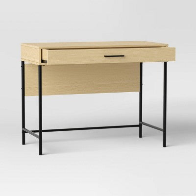 Mixed Material Wood and Metal Writing Desk Natural with Storage Drawer - Room Essentials (LOCAL PICKUP ONLY)
