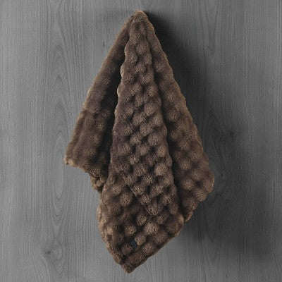 Brookstone Heated Oversized Textured Faux Fur Throw Hot Coffee