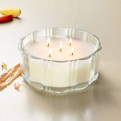 5 Wick XL Glass Mulled Spice Double Ribbed Scalloped Jar Candle Clear 34oz - Hearth & Hand with Magnolia