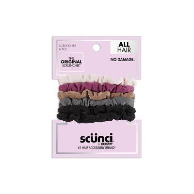 scunci No Damage Thin Knit Scrunchies - Assorted Colors - All Hair - 6pk