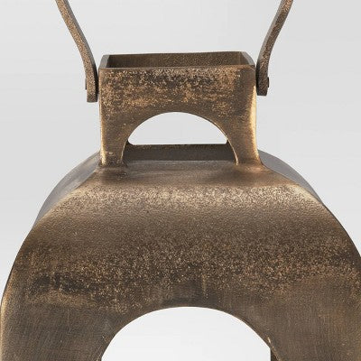 13"x7.5" Pillar Cast Aluminum Lantern Candle Holder Gold - Threshold