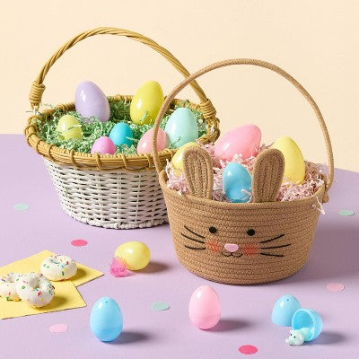 12" Easter Plastic Willow Basket White with Natural - Spritz