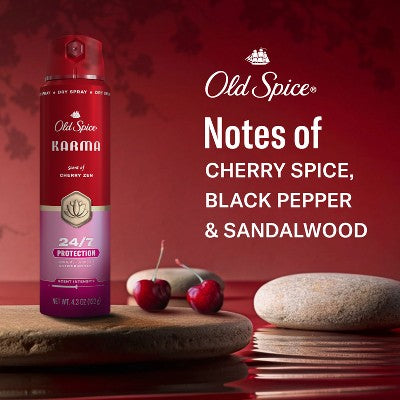 Old Spice Red Collection Men's 48-Hour Odor Protection Lightweight Formula All-Day Freshness Antiperspirant Spray - Karma Scent - 4.3oz