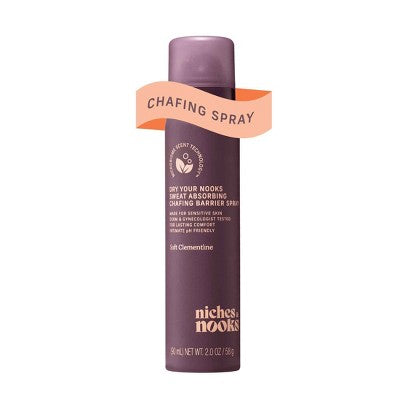 Niches & Nooks Sweat Absorbing Intimate pH Balanced Chafing Barrier Feminine Spray - Soft Clementine - 2oz