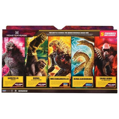 MonsterVerse Titans vs Titans 5 Pk Battle Set - Godzilla Evolved, Kong with B.E.A.S.T. Glove, King Ghidorah with Whiplash Action Figures