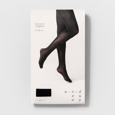 Women's 2pk 50D Opaque Tights - A New Day Black 1X/2X