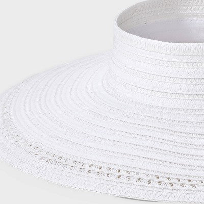 Packable Straw Essential Visor Hat - Shade & Shore White: UPF 50+ Sun Protection, Woven Midweight Fabric, Pull-On Closure