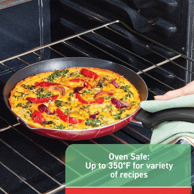 T-Fal 12pc Simply Cook Nonstick Cookware Set Red: Aluminum, Ergonomic Handles, Tempered Glass Lids, Oven-Safe to 350F (LOCAL PICKUP ONLY)