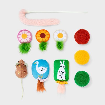 Gift Pack Cat Wand Plush Toy Set - 10pc - Boots & Barkley