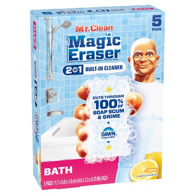 Mr. Clean Lemon Magic Eraser 2-in-1 Built-In Cleaner Bath - 5ct