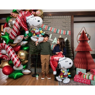 Anagram Pre-Inflated Helium Peanuts Santa Snoopy Supershape Foil Balloon