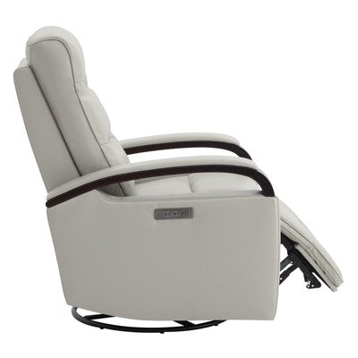 Spruce & Spring Cream Beige Leather Power Recliner Swivel Glider Rocker with Power Headrest (LOCAL PICKUP ONLY)