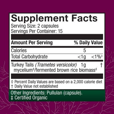 Host Defense Turkey Tail Mushroom Vegan Capsules - 30ct: Organic, Non-GMO, Dietary Supplements