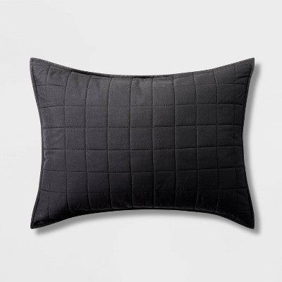 Box Stitch Microfiber Kids' Sham Black - Pillowfort: Standard Size, Polyester, OEKO-TEX Certified, Boys' Pillow Shams