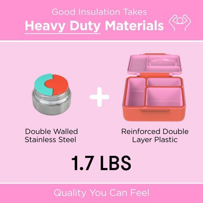 OMIE OmieBox Insulated Bento Lunch Box with Leakproof Thermos Food Jar 3 Compartments - Pink Berry