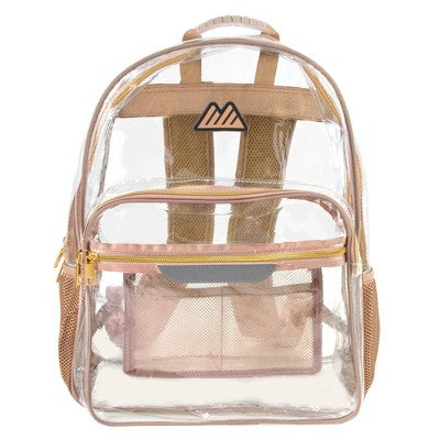 Summit Ridge Clear 18" Backpack with Patch & Printed Straps - Tan