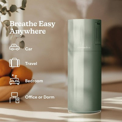 Homedics Portable Ultrasonic Humidifier with Night-Light and Aromatherapy Sage