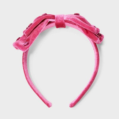 Girls' Valentine's Bow with Heart Gems Headband - Cat & Jack Pink