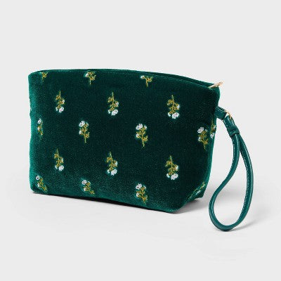 Sonia Kashuk Makeup Pouch - Green Velvet Embroidery