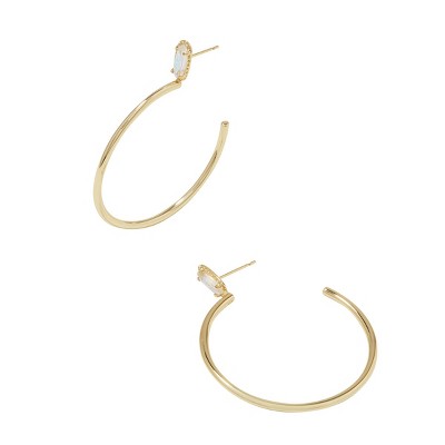 Kendra Scott Emma 14K Gold Over Brass Hoop Earrings - Dichroic Glass: Statement Jewelry, Post Closure