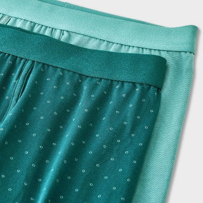 Men's 2pk Fashion Boxer Briefs - Goodfellow & Co Aqua Green S: Cotton Spandex, Mid Rise, Knit