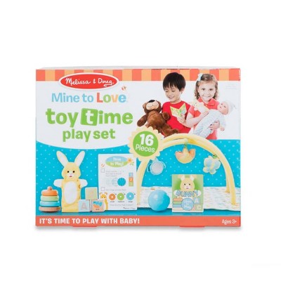 Melissa & Doug Mine to Love Toy Time Play Set for Dolls with Activity Gym, Stacker, Blocks, More - 16pc: Emotional Development, Plastic Material