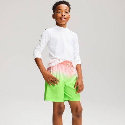 Boys' Ombre Swim Trunks - Cat & Jack Coral Bliss/Lime S