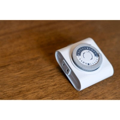GE Indoor Mechanical Timer 24hr 2-Polarized Outlet Big Button White: Push Button, No Assembly, 1-Year Warranty, PET Material