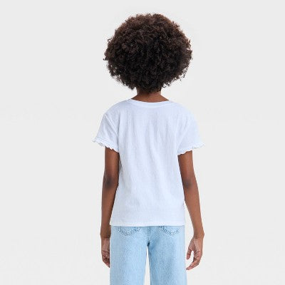 Girls' Textured Knit T-Shirt - Cat & Jack White S