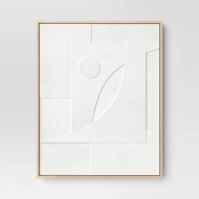 24" x 30" Dimensional II 3D Framed Wall Sculpture with Sand texture - Threshold: Modern Canvas Art, Polystyrene Frame (LOCAL PICKUP ONLY)