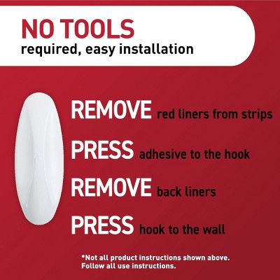 Command 4pk Damage-Free Hanging Medium Designer Hooks with 6 Adhesive Strips White