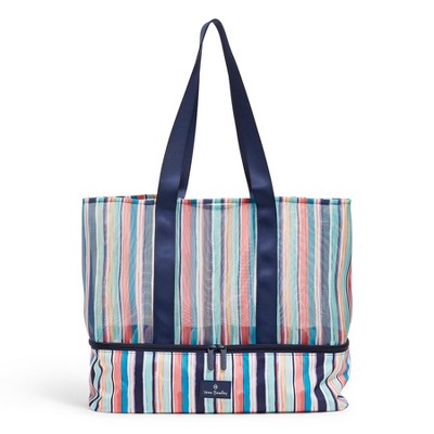 Vera Bradley Women's Outlet Mesh Dual Compartment Tote Bag Cabana Stripe